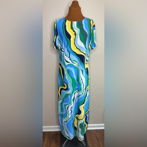 Donna Morgan Dresses & Skirts - Donna Morgan Blue Riviera Swirl Maxi Dress Short Sleeve Size 10
